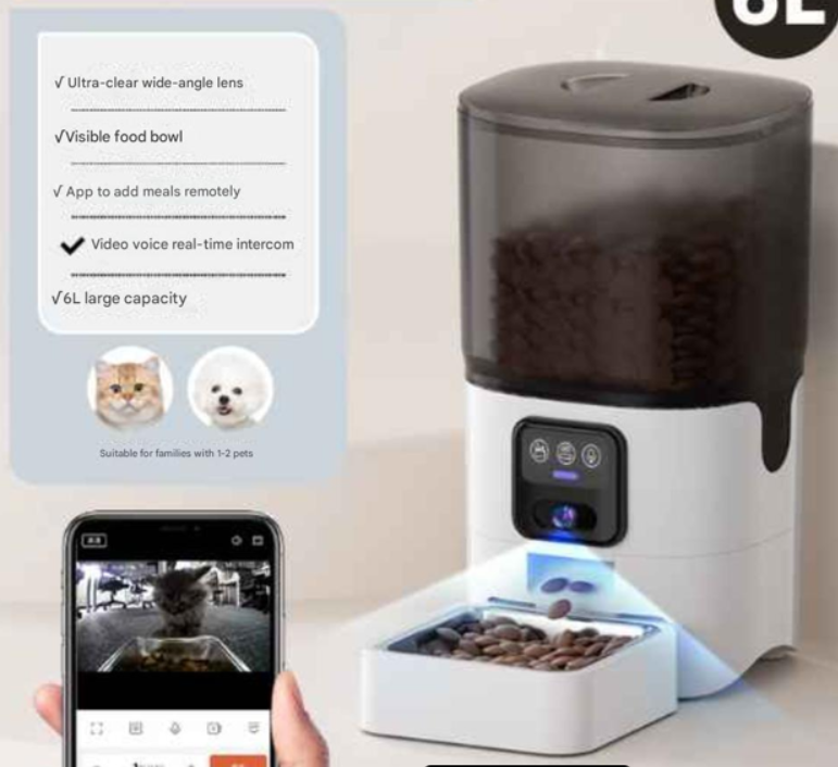 PAPIFEED 6L Smart Auto Pet Feeder | WiFi App Control | Voice Recording | Stainless Steel Bowl | Cats & Dogs