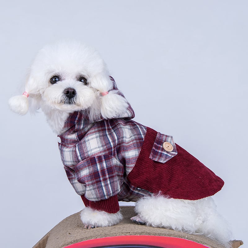 Cashmere-Blend Hoodie Coat for Small Dogs | Pomeranian | Navy & Gray