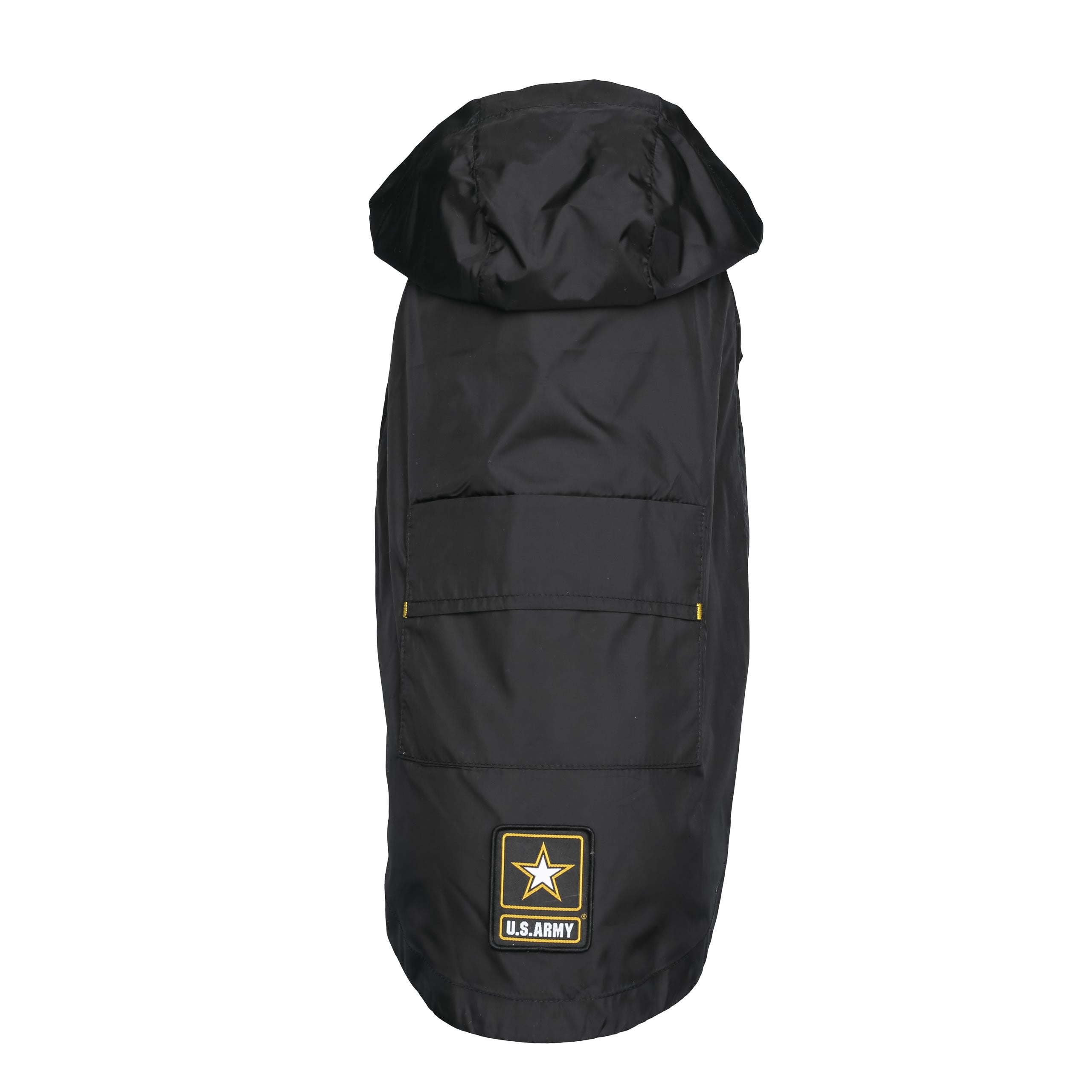 Official US Army® Licensed Dog Raincoat | Waterproof & Packable | Black & Yellow | Velcro Closure