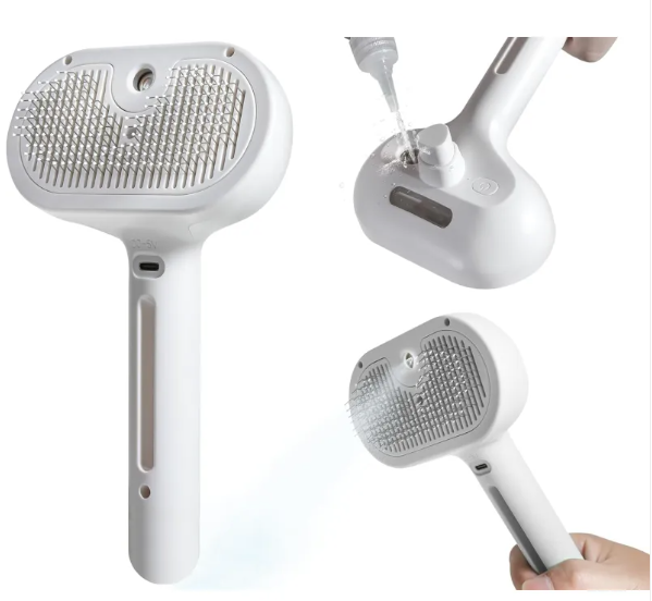 2-in-1 Spray Brush for Dogs & Cats | Built-In Water Tank | Deshedding & Detangling Grooming Brush