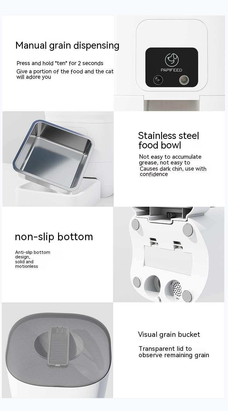 PAPIFEED 6L Smart Auto Pet Feeder | WiFi App Control | Voice Recording | Stainless Steel Bowl | Cats & Dogs