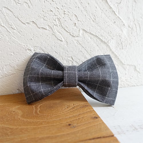 Grey Plaid Dog Collar Set | Collar, Leash & Bow Options | XS–XL | Golden Metal Detail
