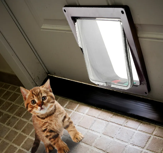 4-Way Lockable Pet Door Flap | Cats & Small Dogs | Anti-Draught | S, M & L | Pink & Black