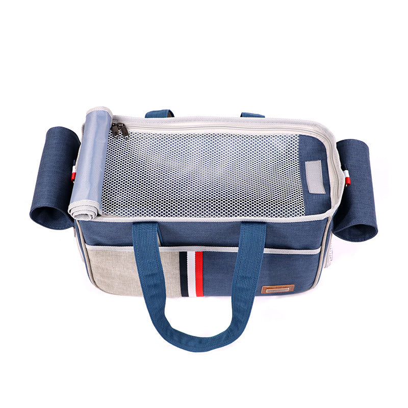 Breathable Oxford Pet Backpack Carrier | Dogs & Cats | S & L | Navy Blue & Black