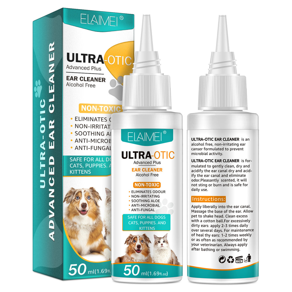 Gentle Pet Ear Cleaning Solution for Dogs & Cats | Removes Wax & Debris | Prevents Mites & Infections