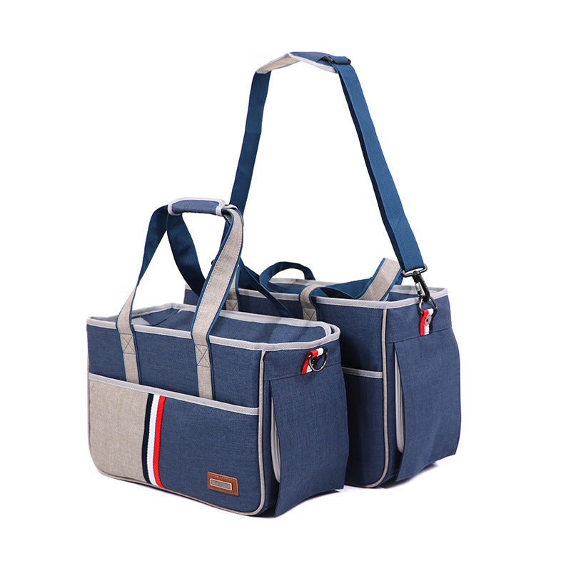 Breathable Oxford Pet Backpack Carrier | Dogs & Cats | S & L | Navy Blue & Black
