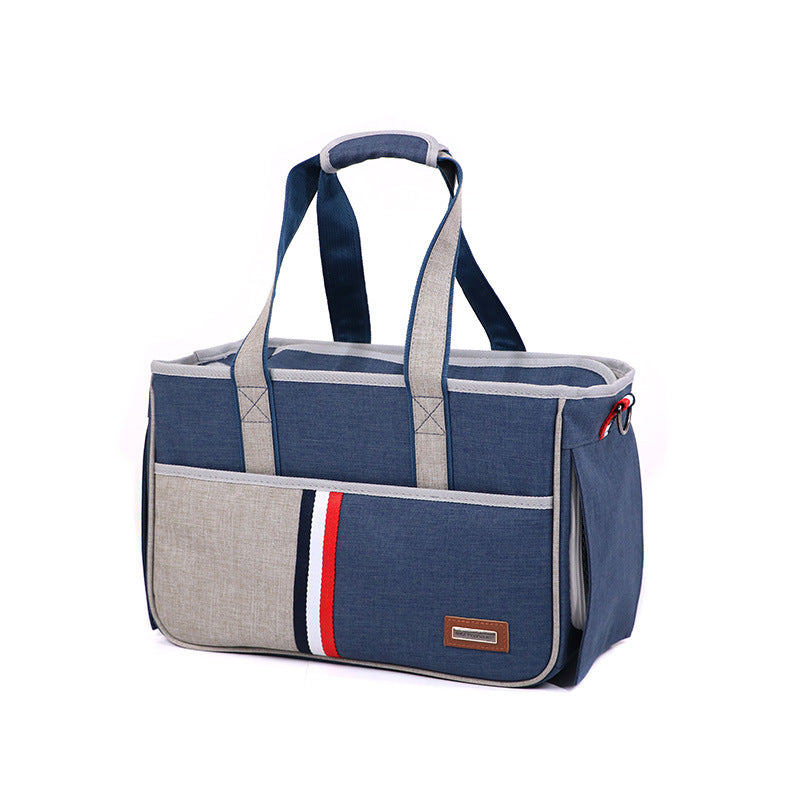 Breathable Oxford Pet Backpack Carrier | Dogs & Cats | S & L | Navy Blue & Black
