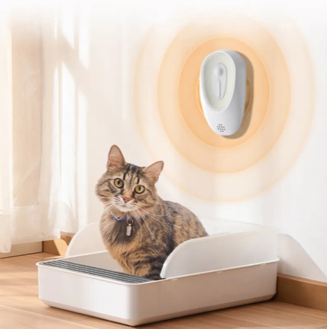 Wall-Mounted Automatic Pet Deodorizer | Litter Box Odor Eliminator | Sterilizing | Compact