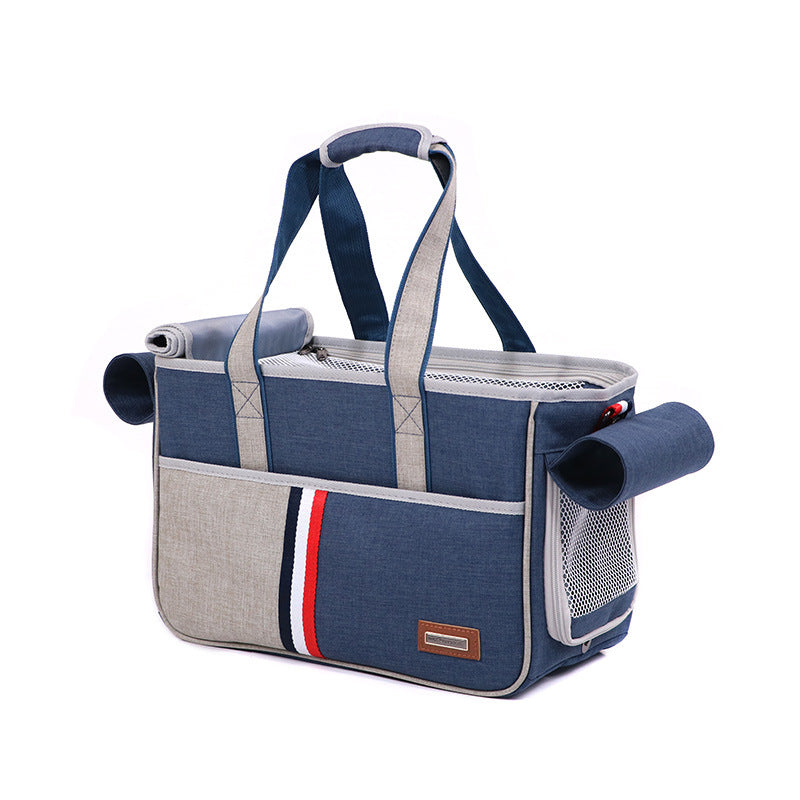 Breathable Oxford Pet Backpack Carrier | Dogs & Cats | S & L | Navy Blue & Black