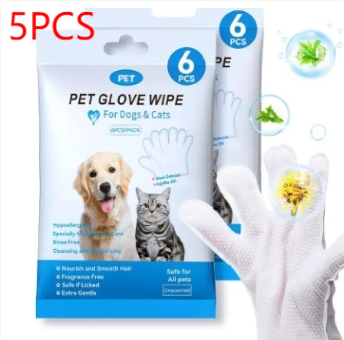 Pet Cleaning Gloves & Wipes for Dogs & Cats | Ear, Eye, Tooth, Paw & Body Care | 6 Options