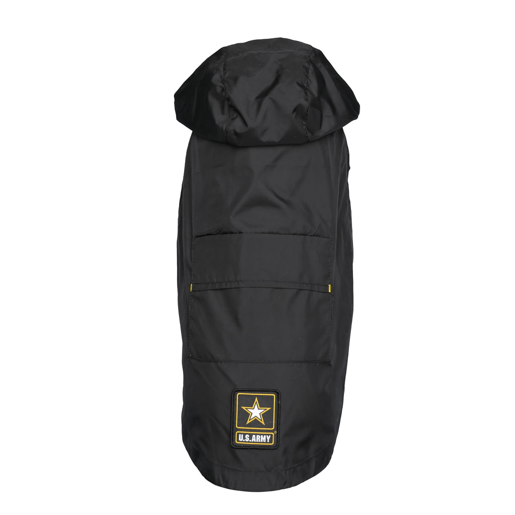 Official US Army® Licensed Dog Raincoat | Waterproof & Packable | Black & Yellow | Velcro Closure