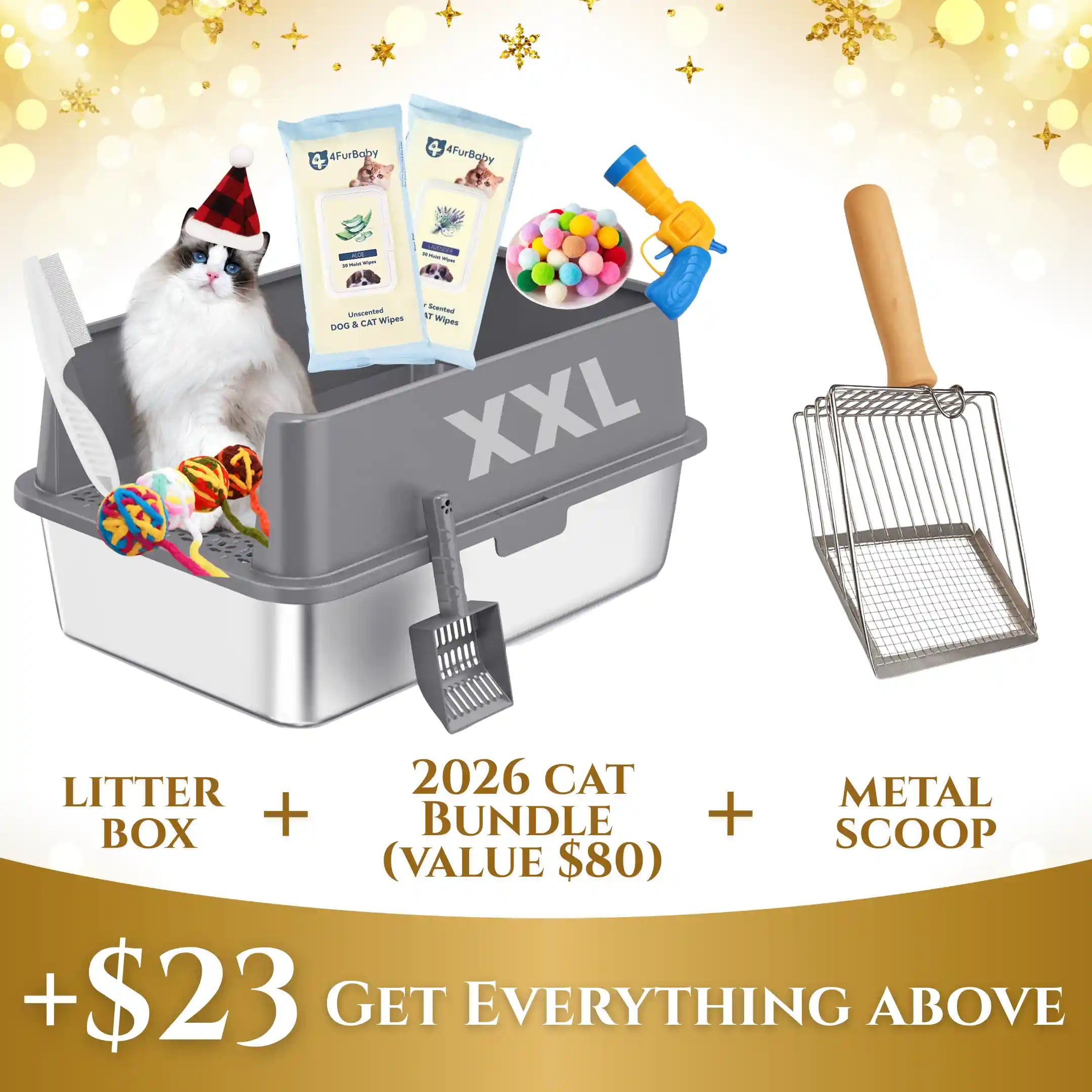XXL Stainless Steel Cat Litter Box | High Sides, Low Entry | 304 Steel | Multi-Cat & Large Breeds