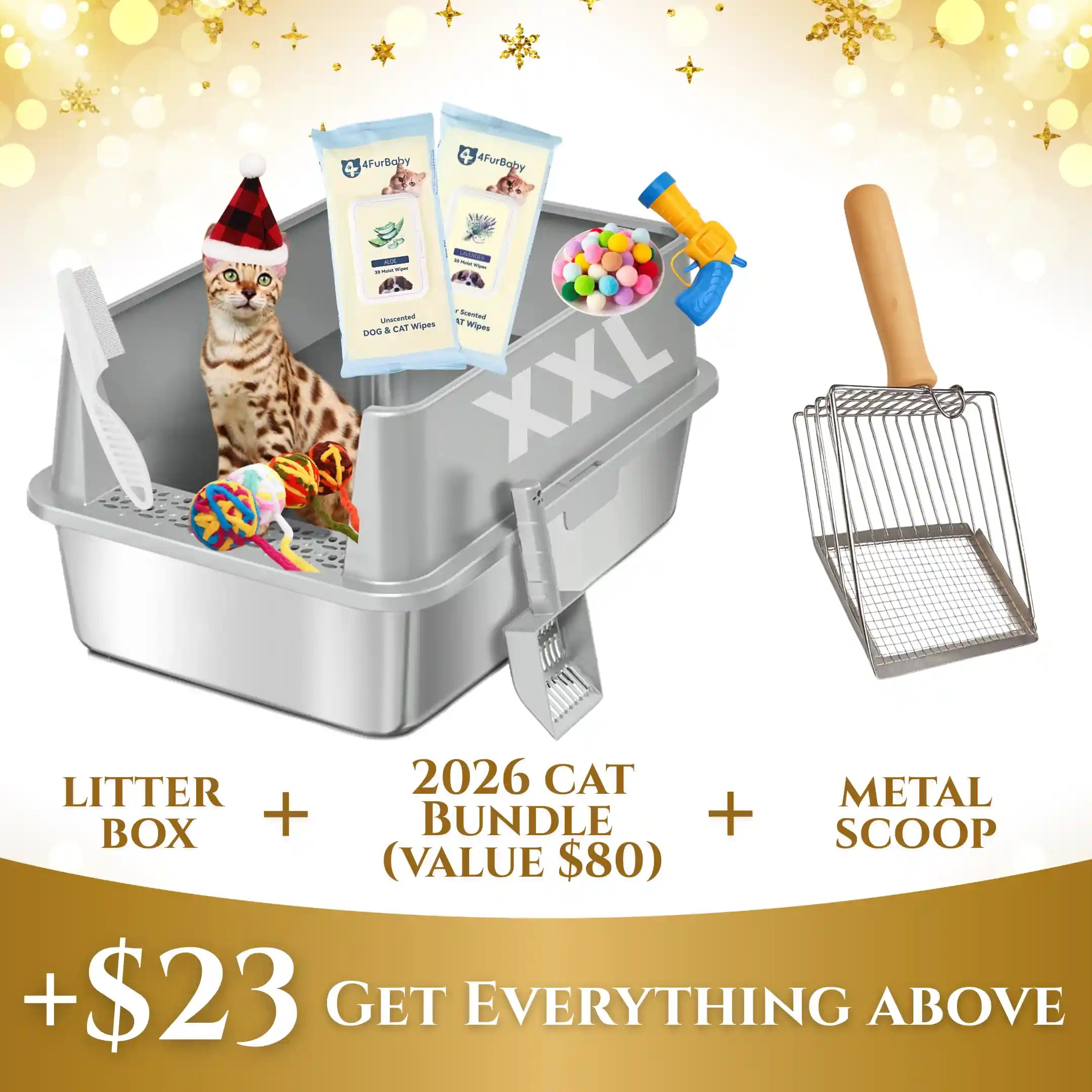 XXL Stainless Steel Cat Litter Box | High Sides, Low Entry | 304 Steel | Multi-Cat & Large Breeds