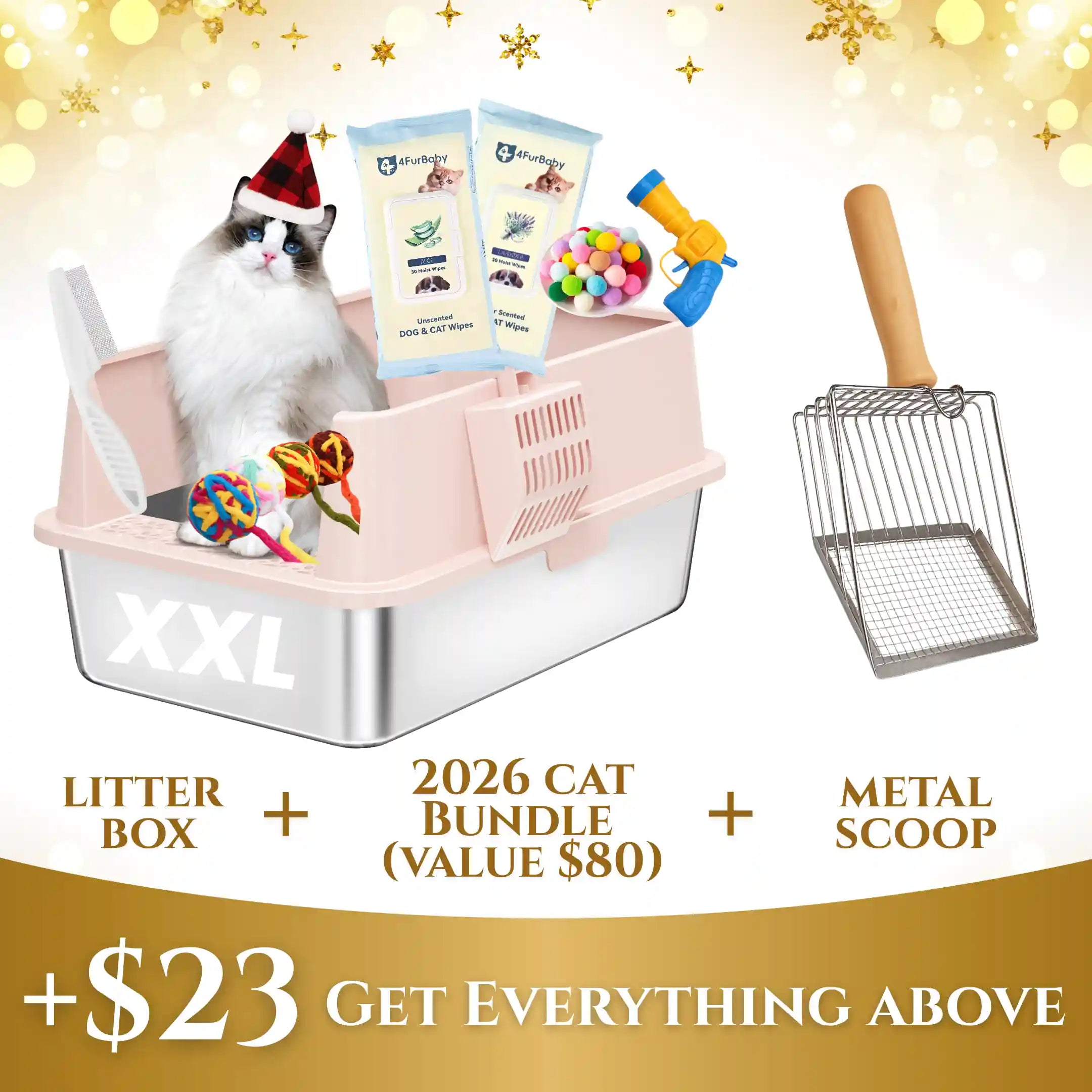 XXL Stainless Steel Cat Litter Box | High Sides, Low Entry | 304 Steel | Multi-Cat & Large Breeds