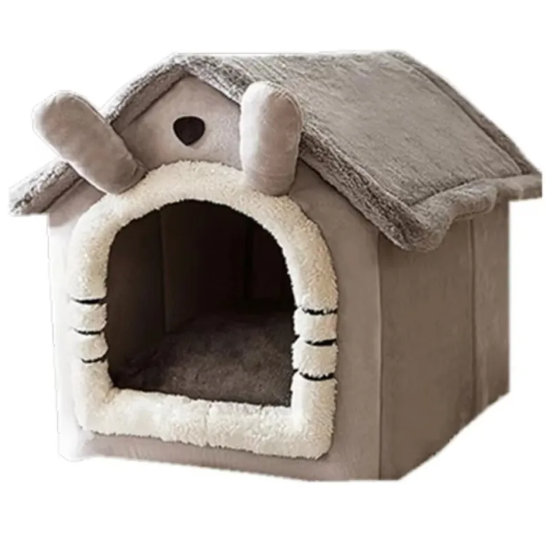 Cartoon House Pet Nest | Arctic Fleece & Plush | Removable Washable Cover | S–L | Cats & Small Dogs