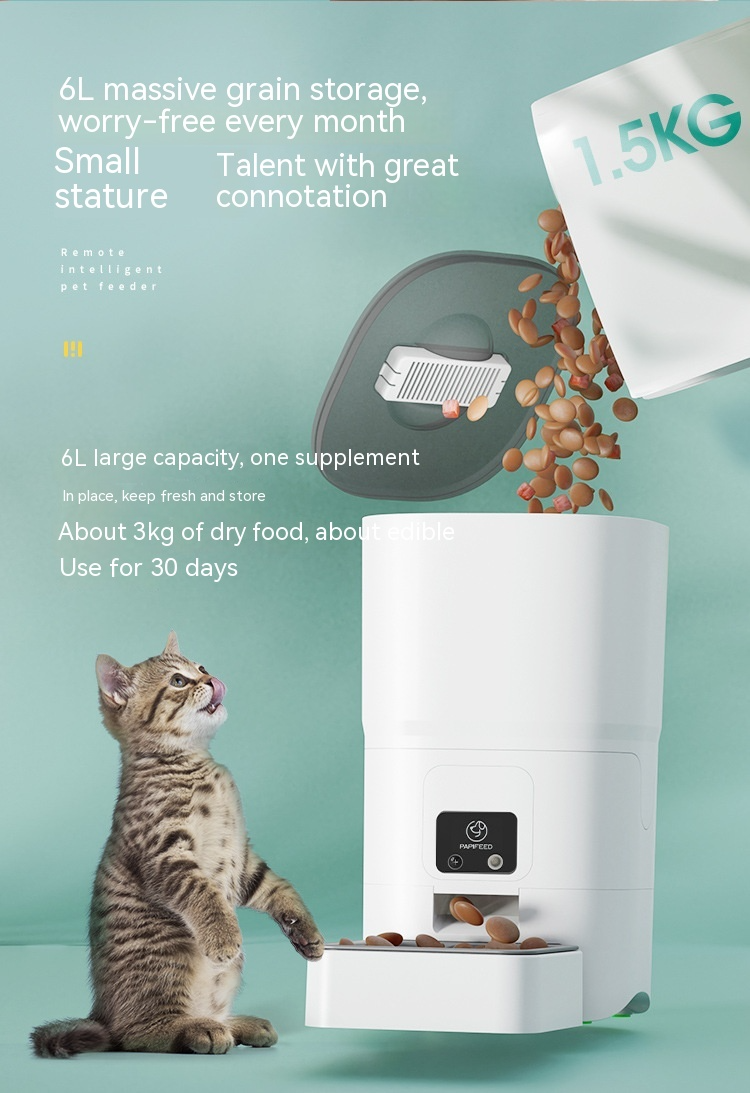 PAPIFEED 6L Smart Auto Pet Feeder | WiFi App Control | Voice Recording | Stainless Steel Bowl | Cats & Dogs