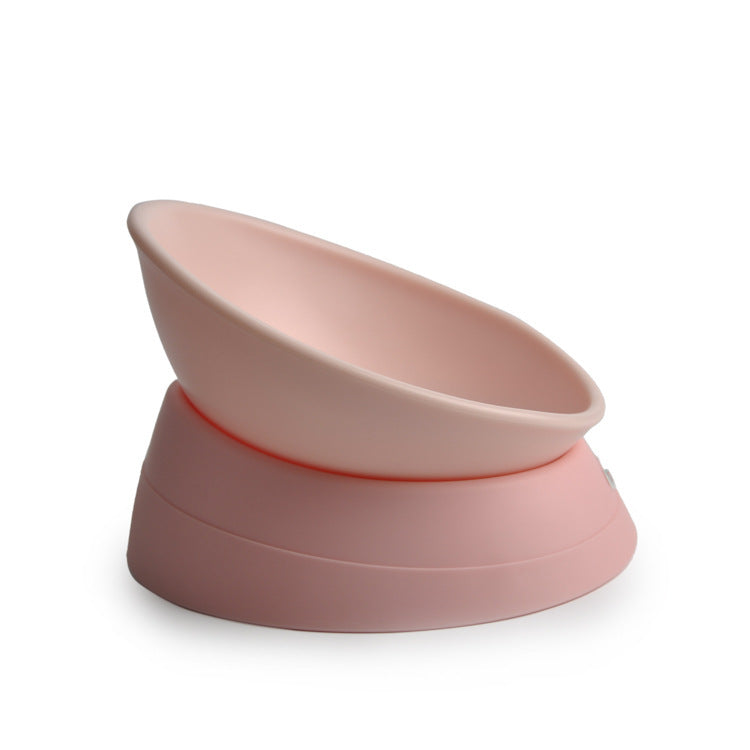 Adjustable Angle Cat Bowl | Tilted Non-Slip Feeding Bowl | Flat-Face Friendly | White & Pink
