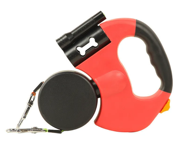 Double Retractable Dog Leash | Dual Independent Lines | 3 Meters Each | Black, Red & Gray