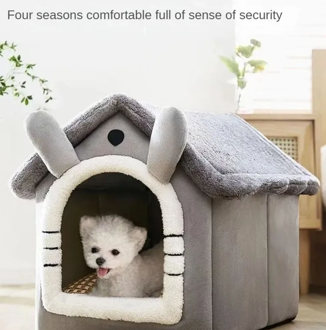 Cartoon House Pet Nest | Arctic Fleece & Plush | Removable Washable Cover | S–L | Cats & Small Dogs