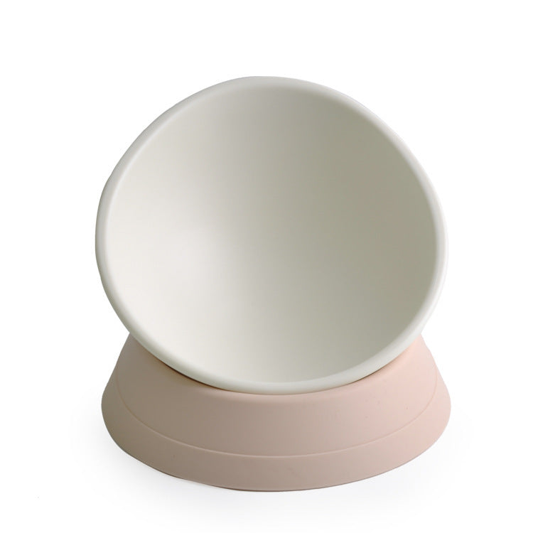 Adjustable Angle Cat Bowl | Tilted Non-Slip Feeding Bowl | Flat-Face Friendly | White & Pink