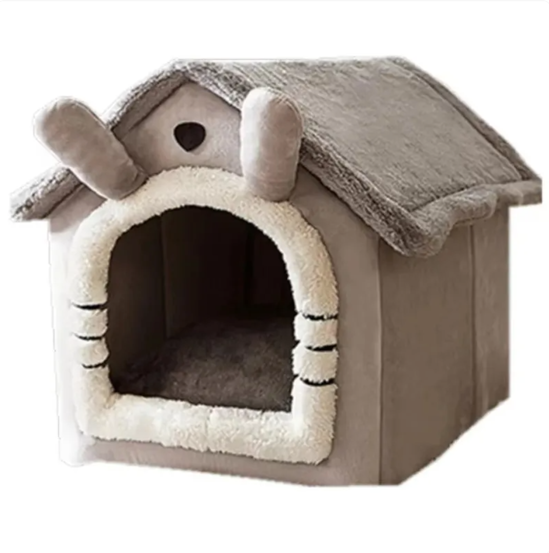 Cartoon House Pet Nest | Arctic Fleece & Plush | Removable Washable Cover | S–L | Cats & Small Dogs