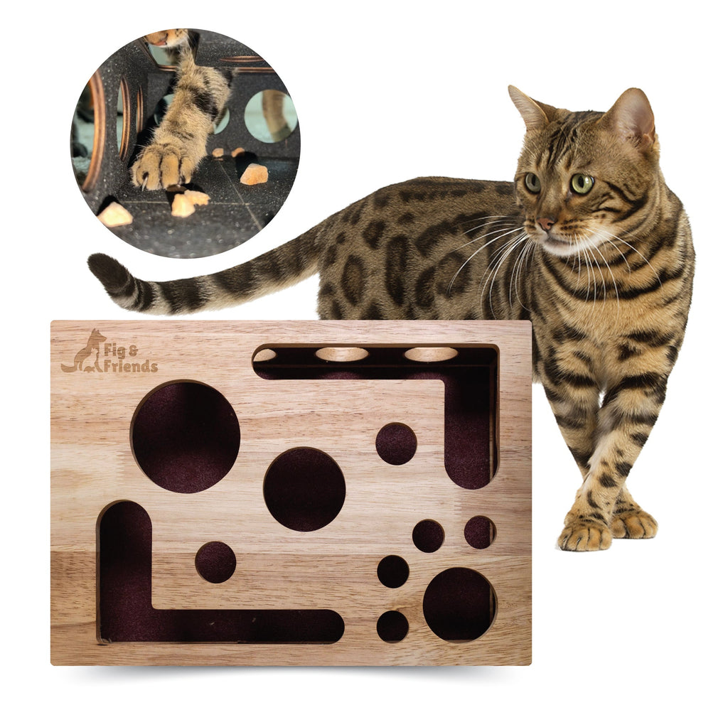 Original Cat Nail File Enrichment Box | Cat-Safe Oak Wood | Patented | Nail Care Through Play