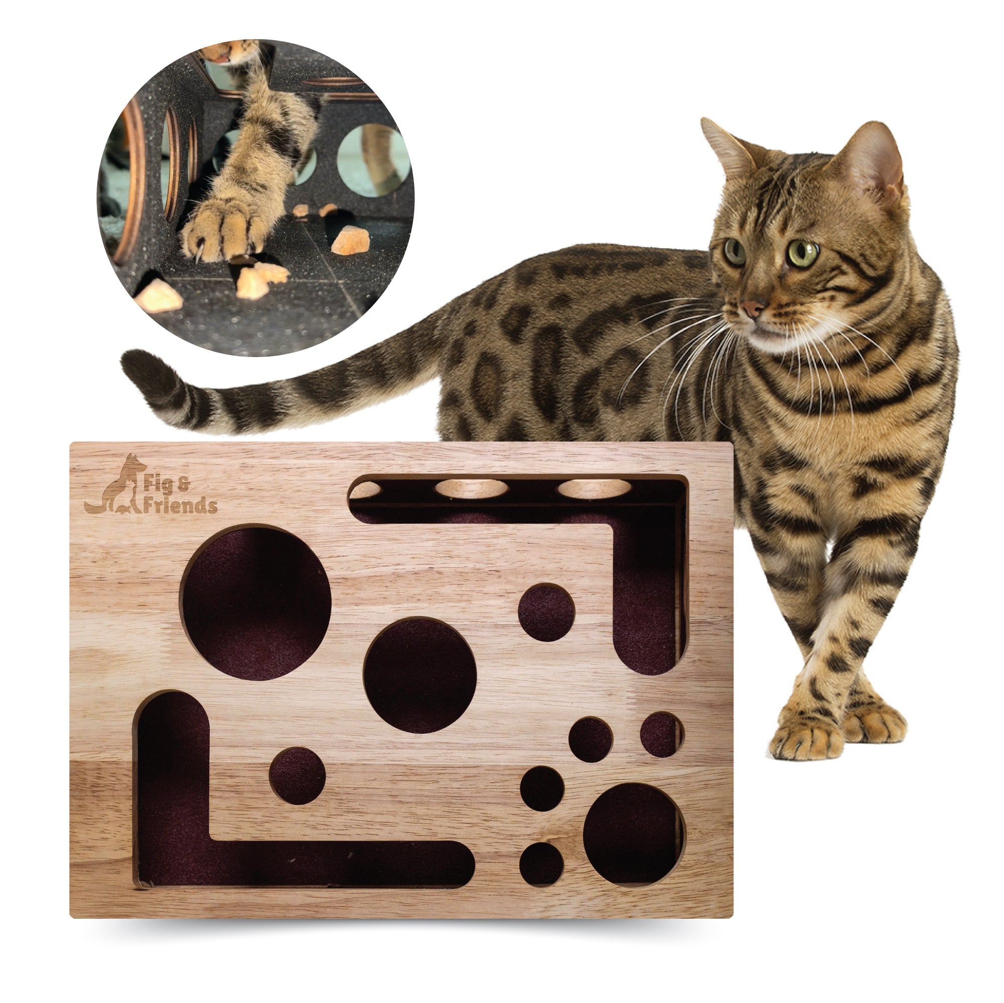Original Cat Nail File Enrichment Box | Cat-Safe Oak Wood | Patented | Nail Care Through Play