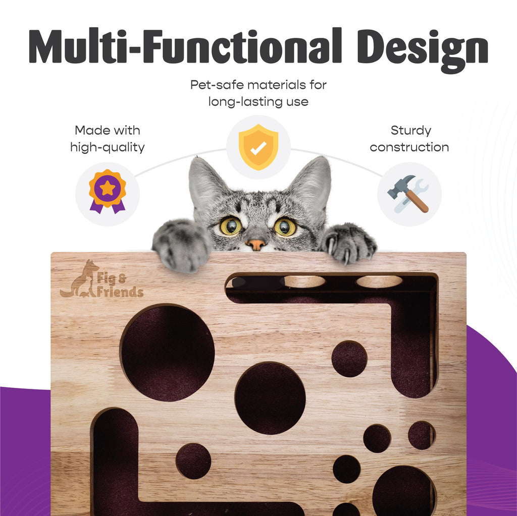 Original Cat Nail File Enrichment Box | Cat-Safe Oak Wood | Patented | Nail Care Through Play