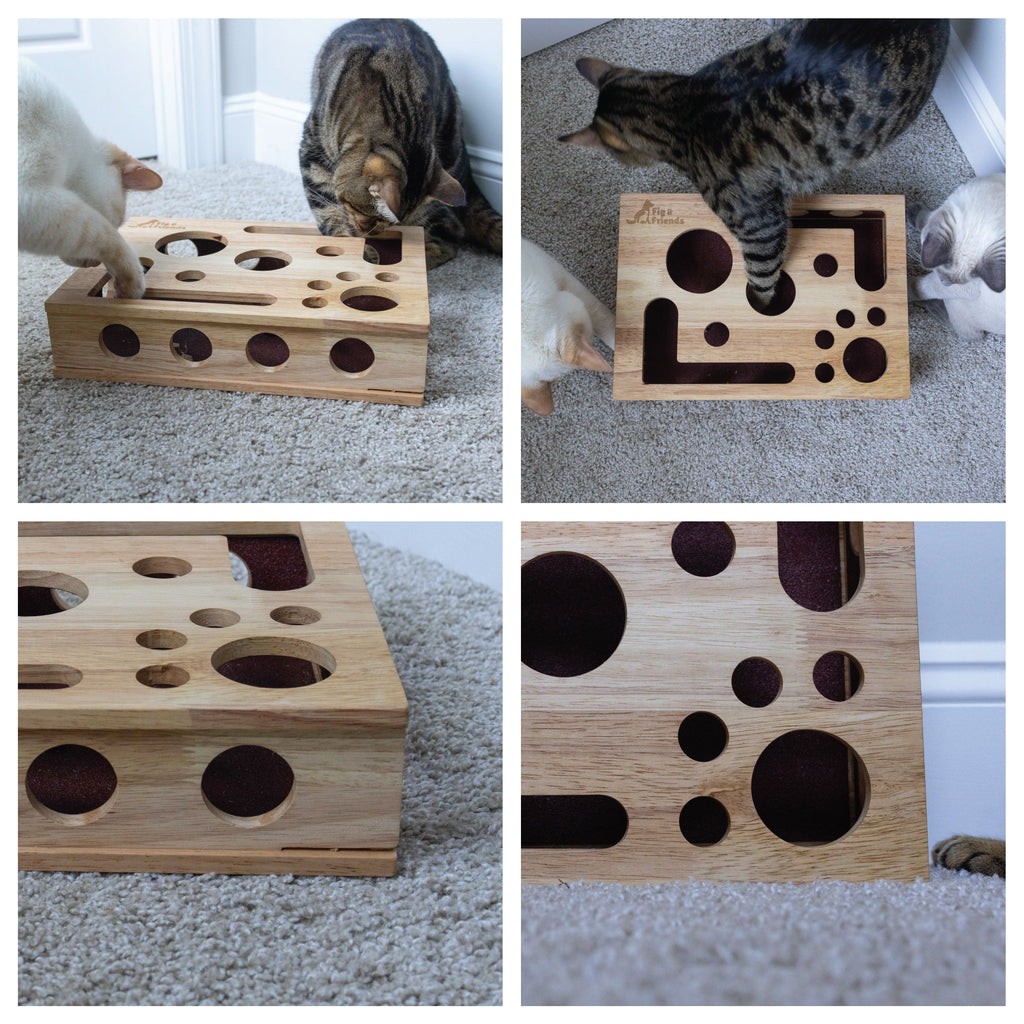 Original Cat Nail File Enrichment Box | Cat-Safe Oak Wood | Patented | Nail Care Through Play
