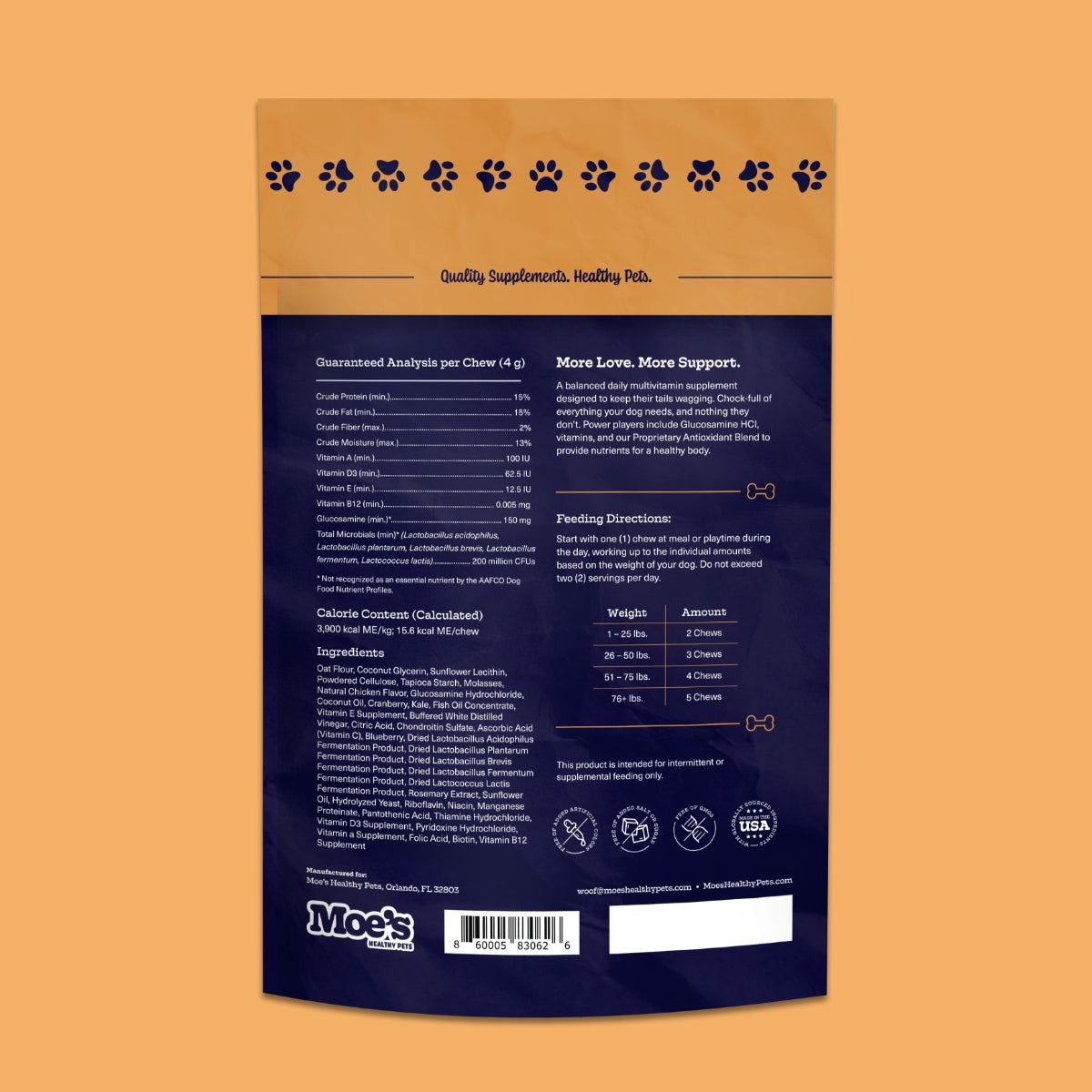 Dog Daily Multivitamin Soft Chews | Glucosamine, Probiotics & Omega-3s | Chicken | 90 Chews
