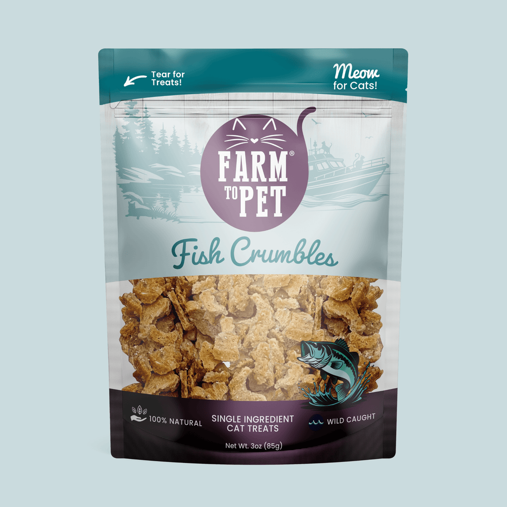 Farm to Pet Fish Crumbles Cat Treats | Wild-Caught Lake Erie Walleye | Single Ingredient | Made in USA