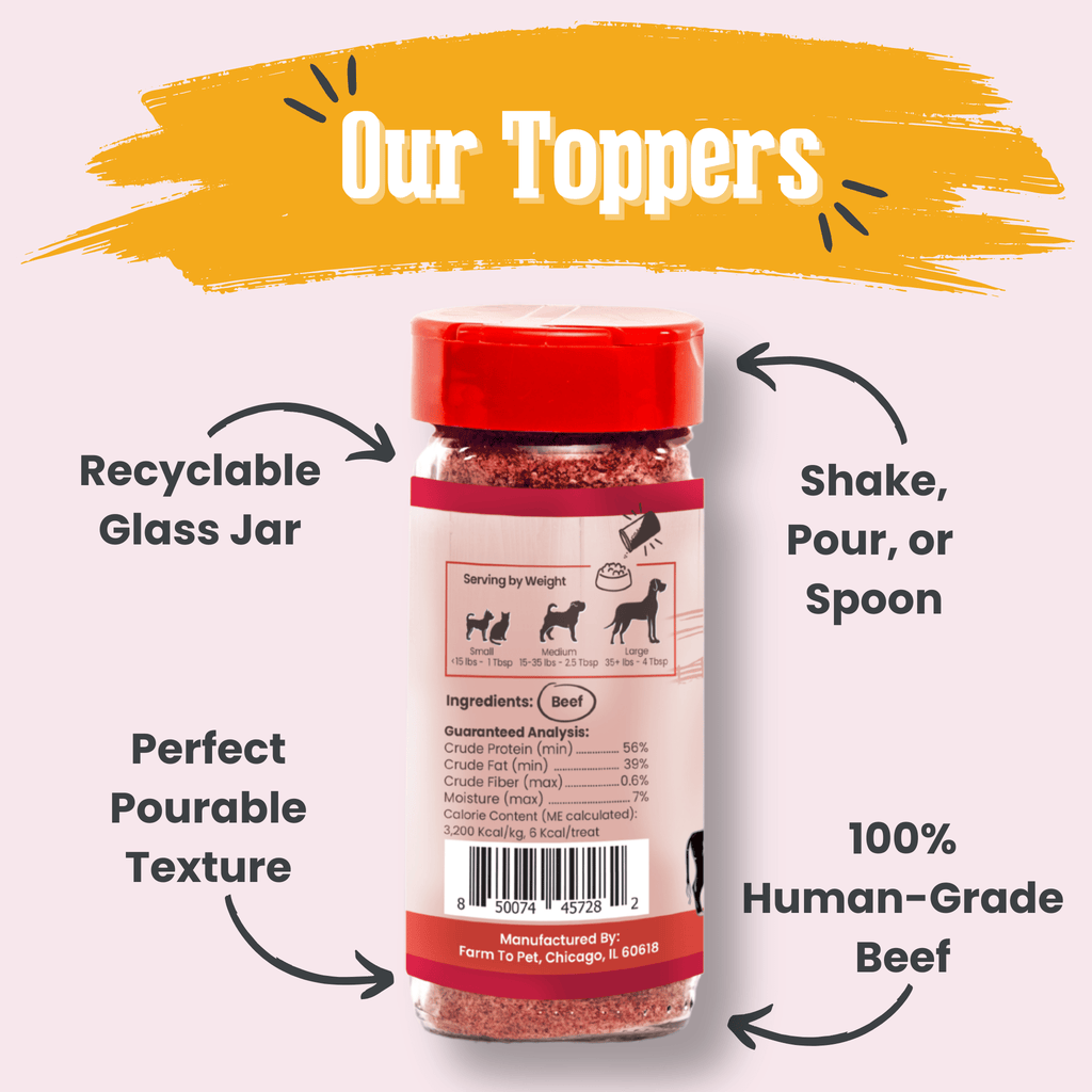 Farm to Pet Beef Treat Topper | Single Ingredient | Dog & Cat Food Topper | Made in USA
