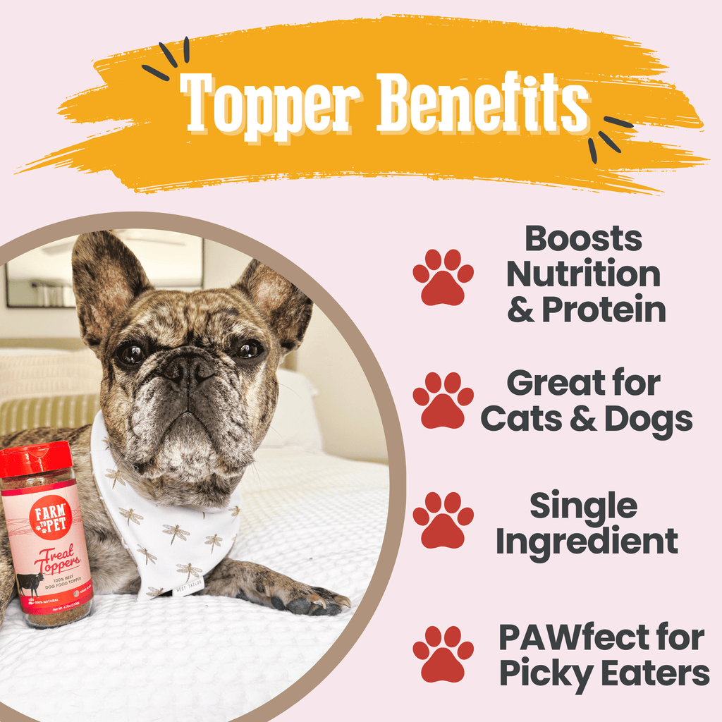 Farm to Pet Beef Treat Topper | Single Ingredient | Dog & Cat Food Topper | Made in USA