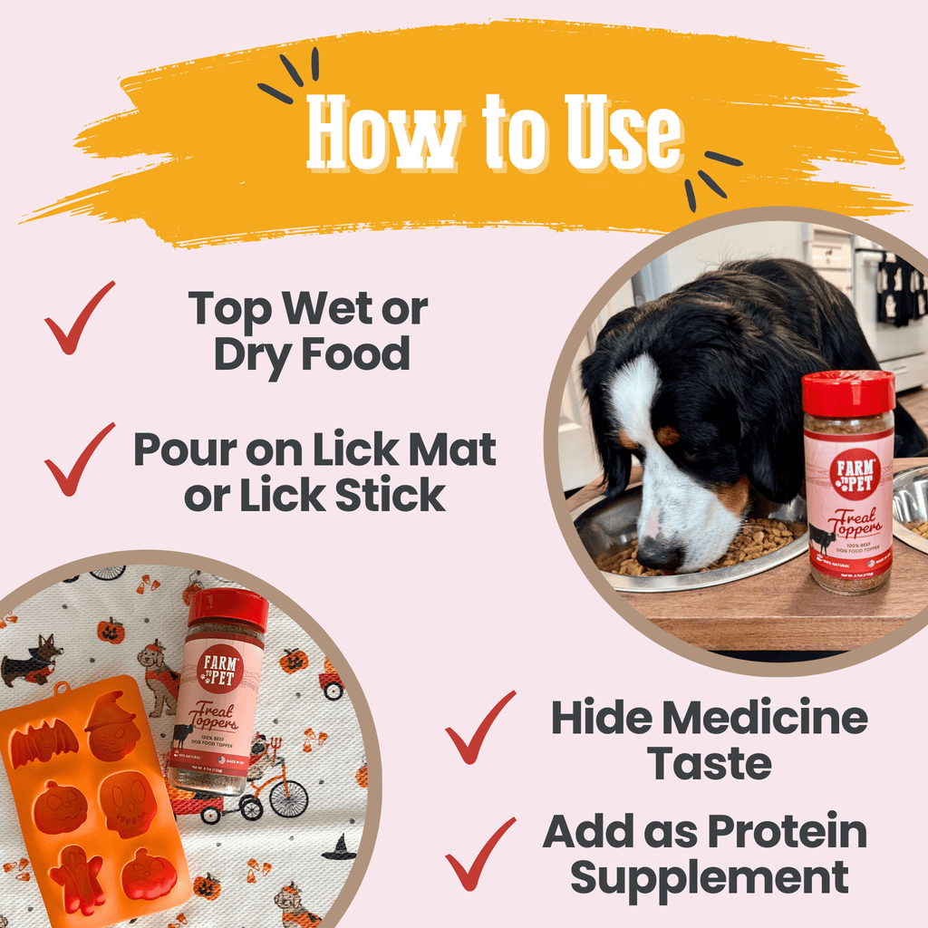 Farm to Pet Beef Treat Topper | Single Ingredient | Dog & Cat Food Topper | Made in USA