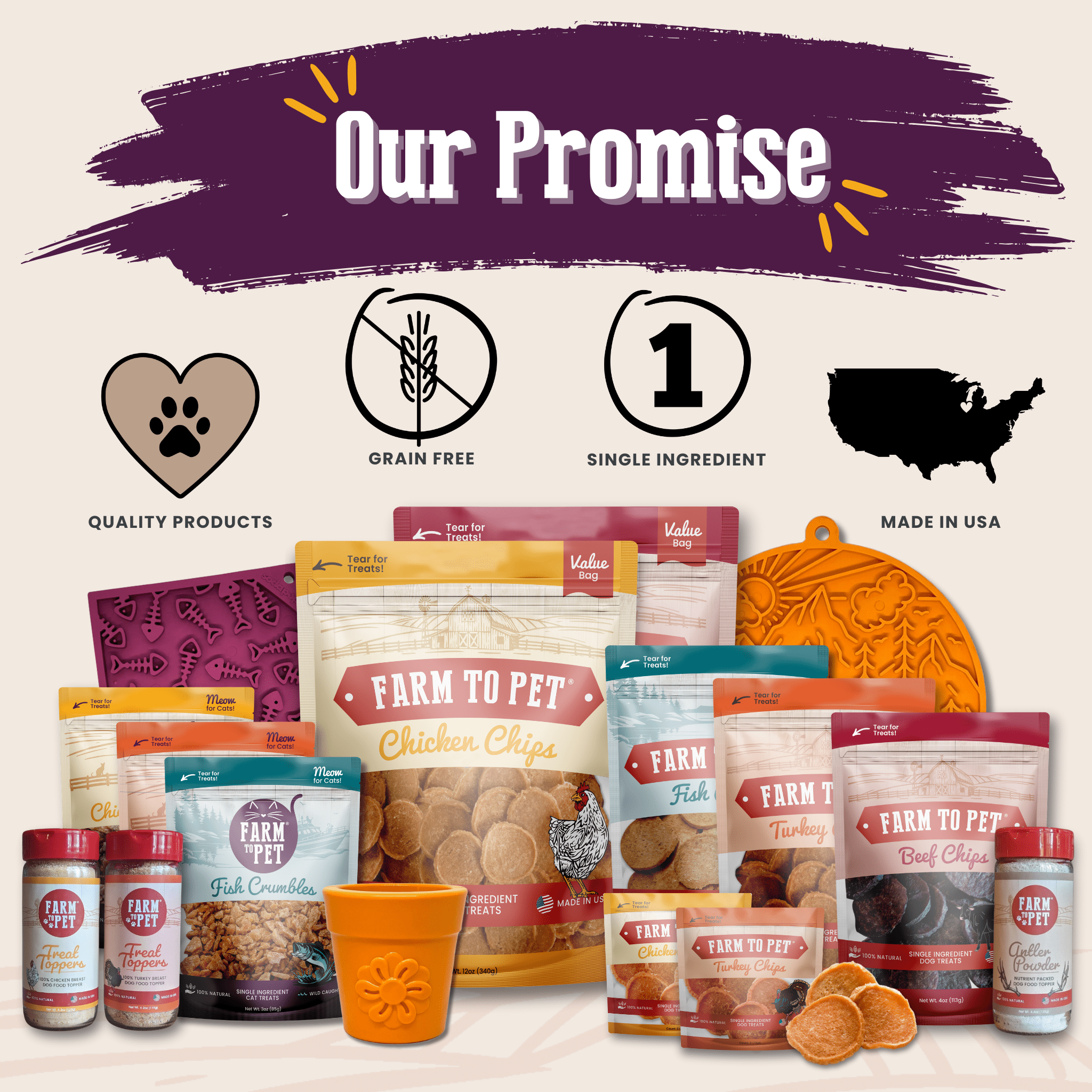 Farm to Pet Turkey Crumbles Cat Treats | Single Ingredient | Human-Grade | Made in USA