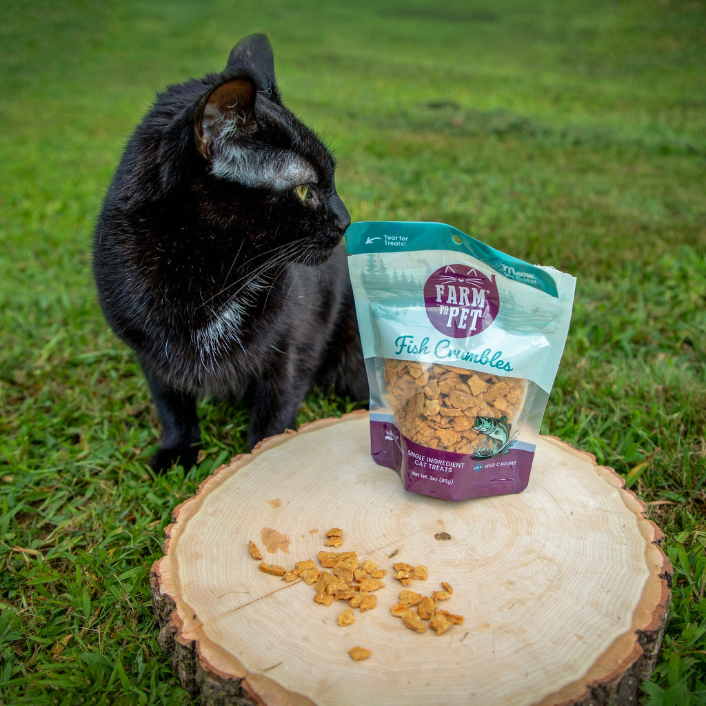 Farm to Pet Fish Crumbles Cat Treats | Wild-Caught Lake Erie Walleye | Single Ingredient | Made in USA