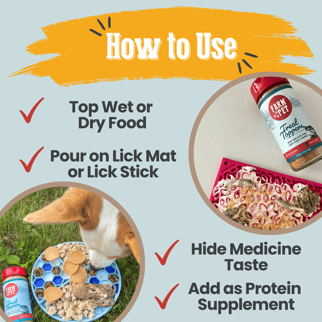 Farm to Pet Fish Treat Topper | Wild-Caught Lake Erie Walleye | Dog & Cat Food Topper | Made in USA