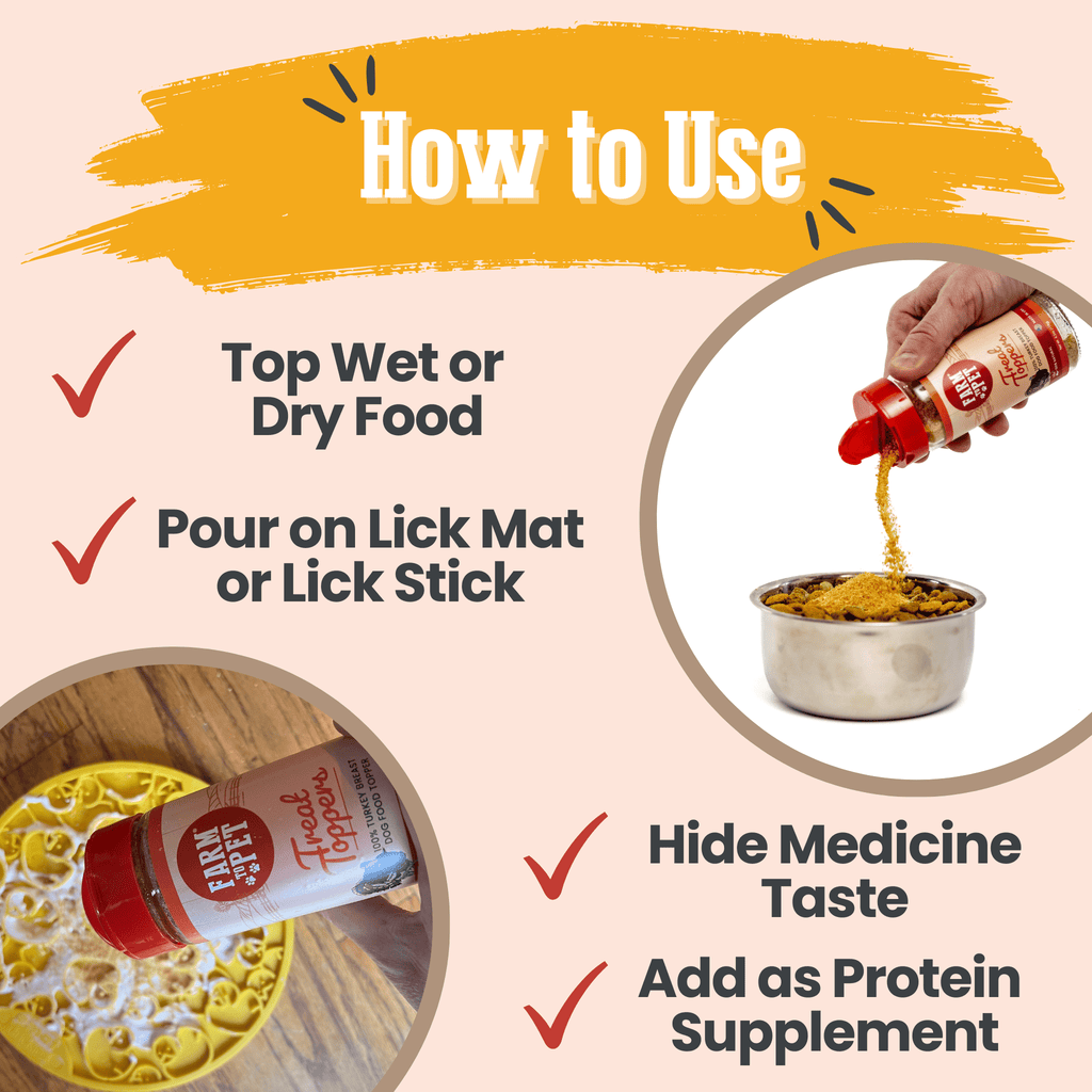 Farm to Pet Turkey Treat Topper | Single Ingredient | Dog & Cat Food Topper | Made in USA
