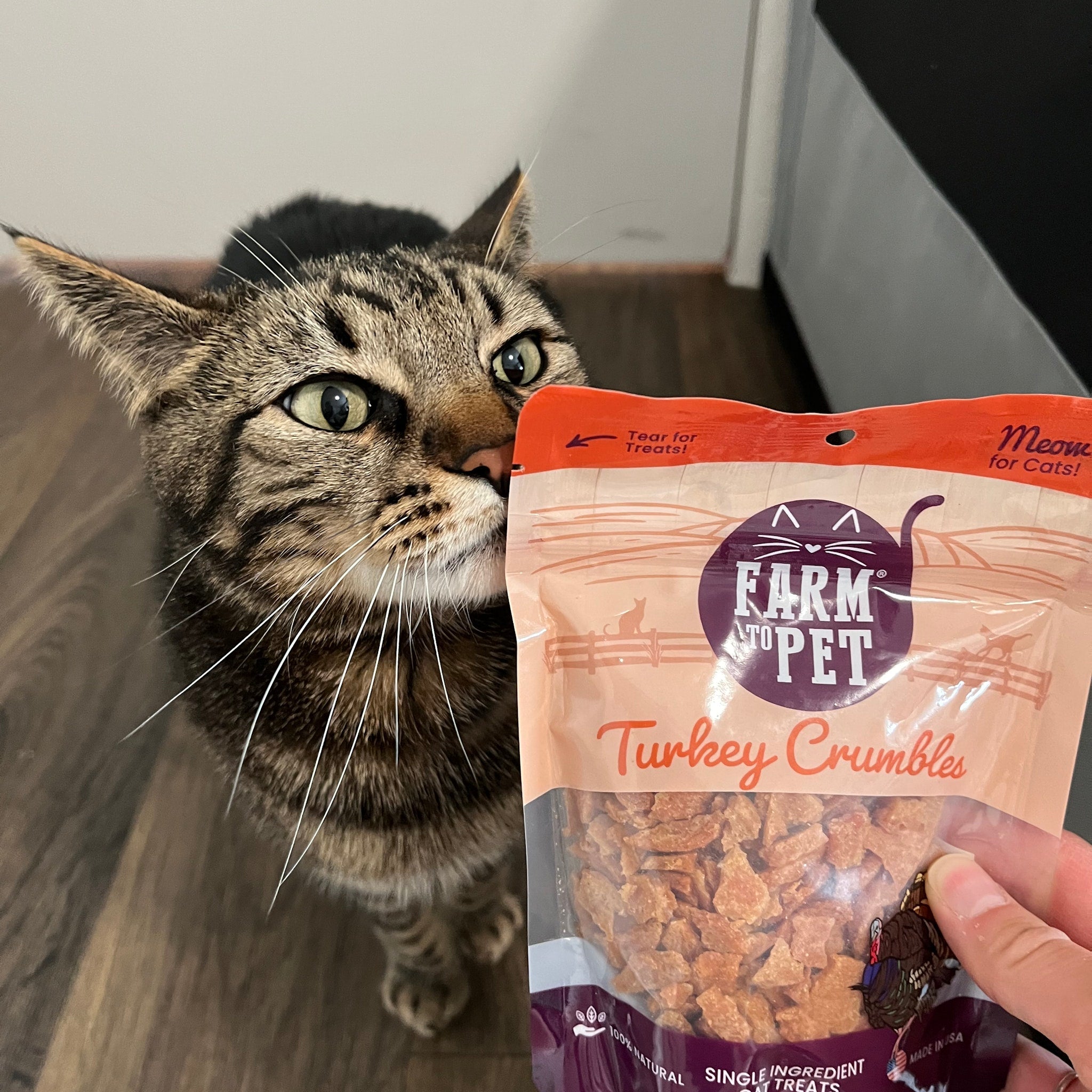 Farm to Pet Turkey Crumbles Cat Treats | Single Ingredient | Human-Grade | Made in USA