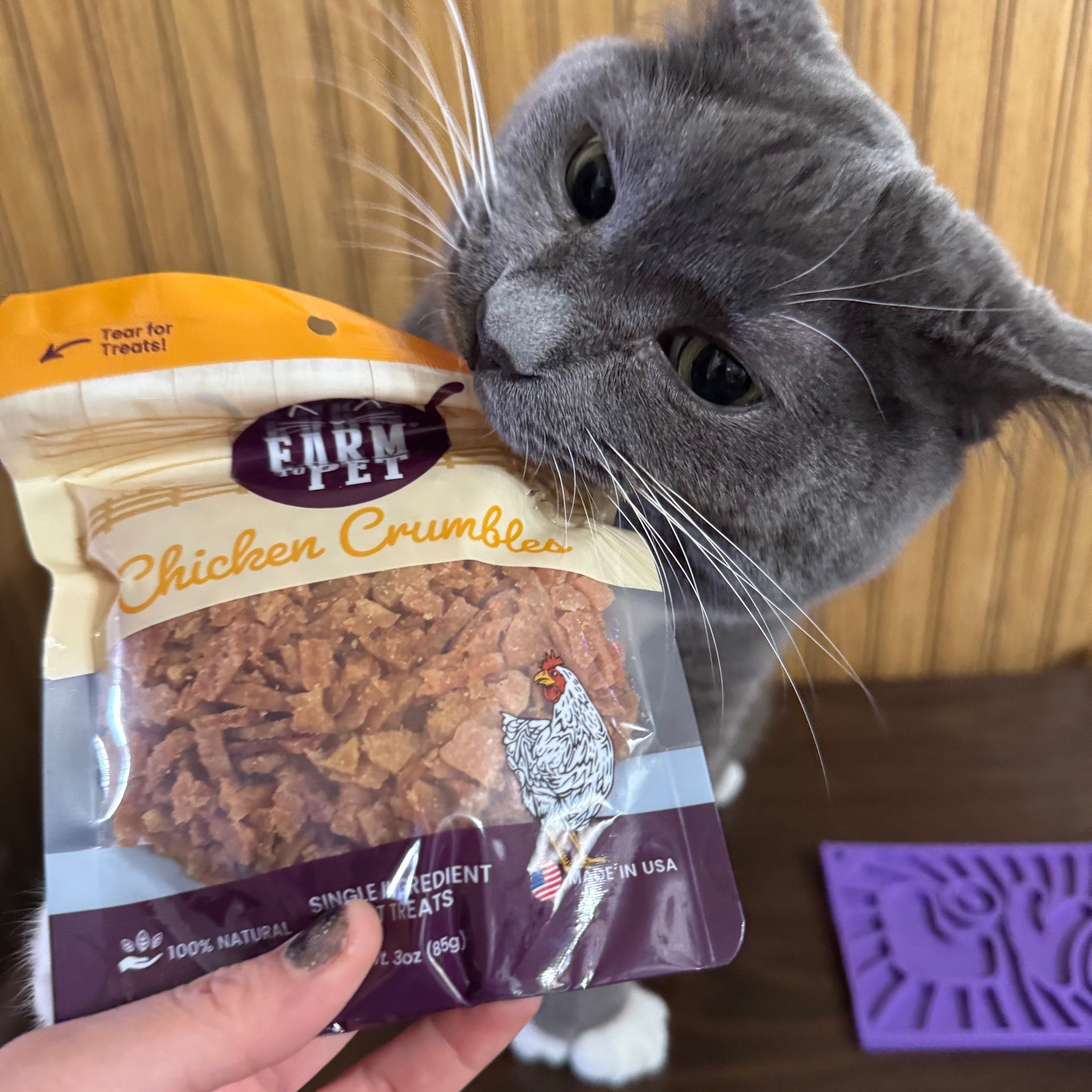 Farm to Pet Chicken Crumbles Cat Treats | Single Ingredient | Human-Grade | Made in USA