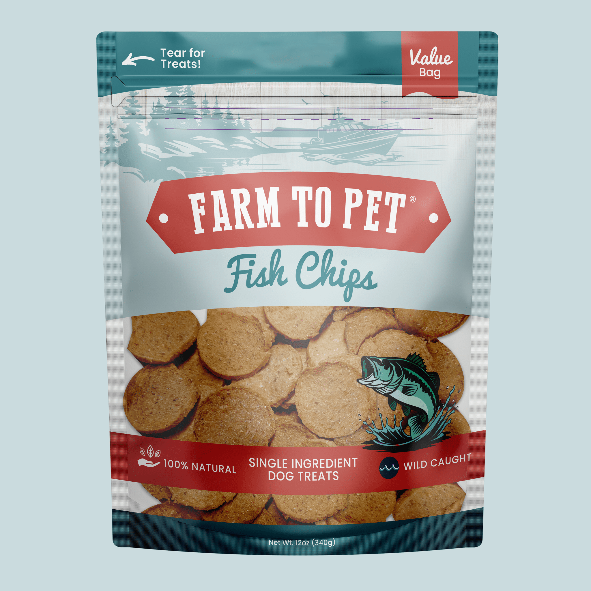 Farm to Pet Fish Chips | Wild-Caught Lake Erie Walleye | Single Ingredient Dog & Cat Treat
