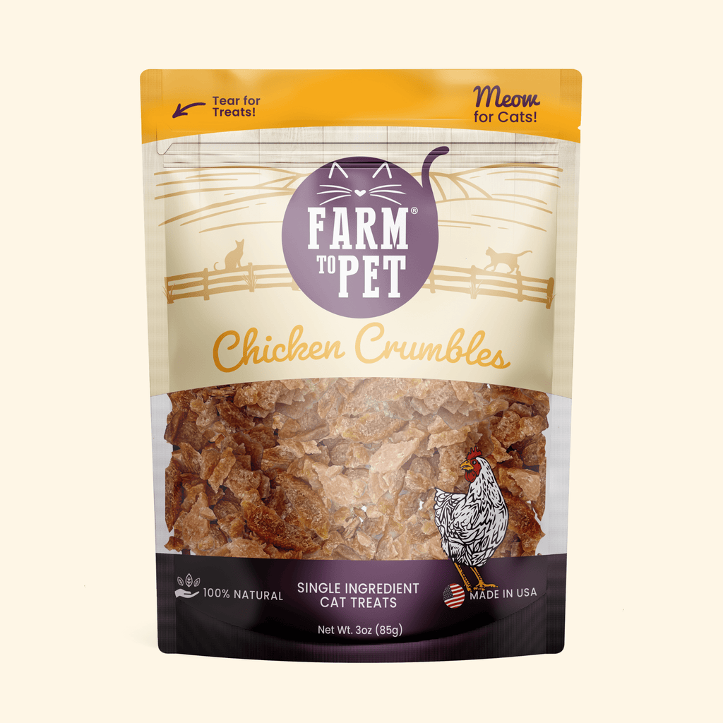 Farm to Pet Chicken Crumbles Cat Treats | Single Ingredient | Human-Grade | Made in USA