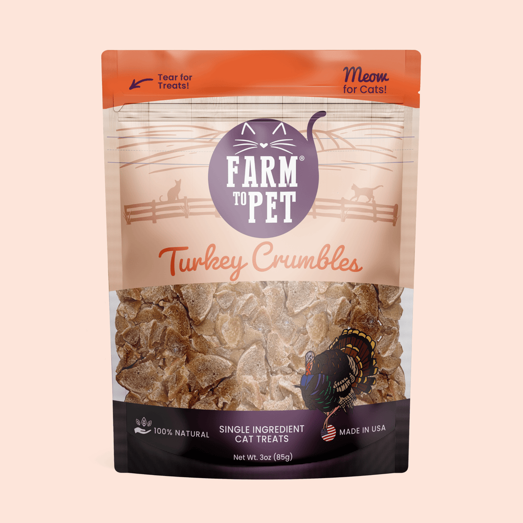 Farm to Pet Turkey Crumbles Cat Treats | Single Ingredient | Human-Grade | Made in USA