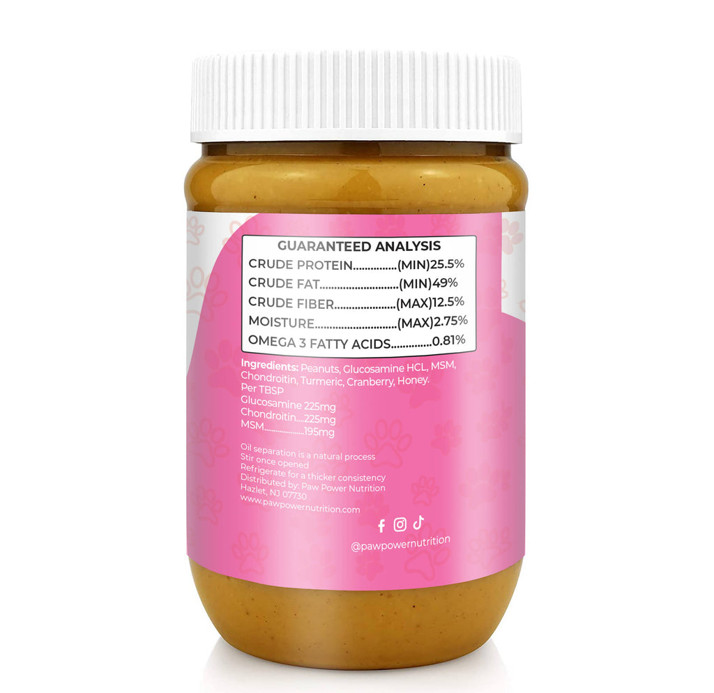 Berry Flexible Dawg Butter | Hip & Joint Peanut Butter for Dogs | Glucosamine, MSM & Turmeric | Xylitol-Free