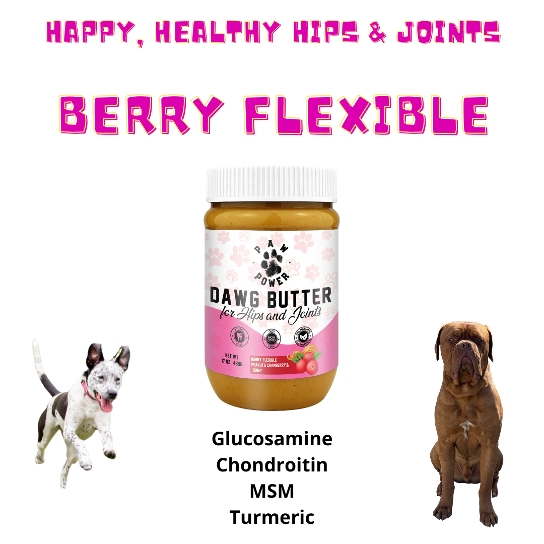 Berry Flexible Dawg Butter | Hip & Joint Peanut Butter for Dogs | Glucosamine, MSM & Turmeric | Xylitol-Free