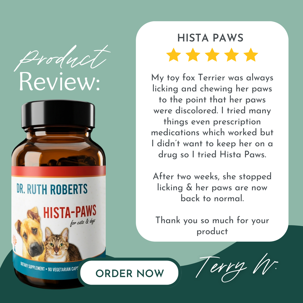 Hista Paws Herbal Allergy Support for Dogs & Cats | Quercetin & Nettle Extract | Plant-Based Capsules