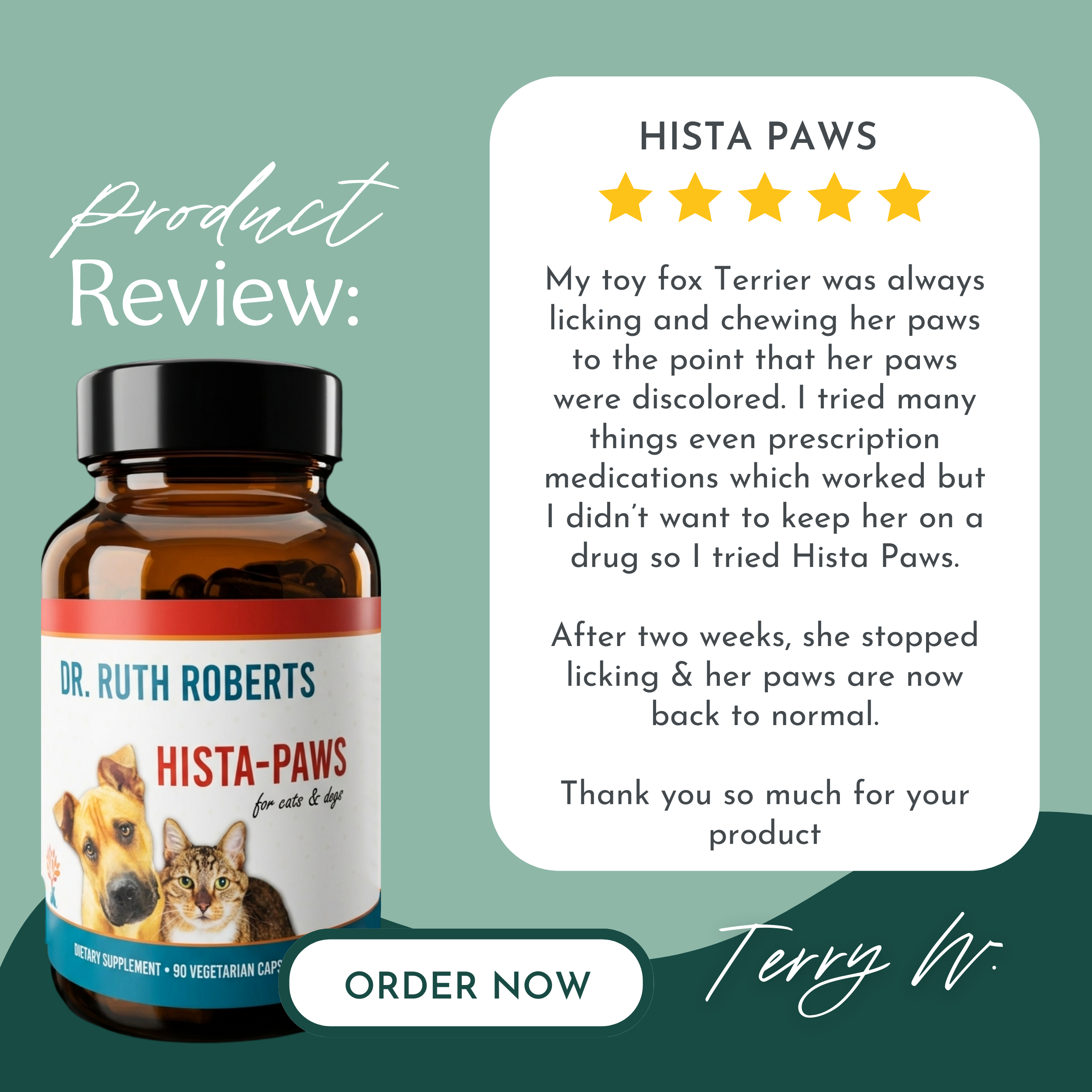 Hista Paws Herbal Allergy Support for Dogs & Cats | Quercetin & Nettle Extract | Plant-Based Capsules
