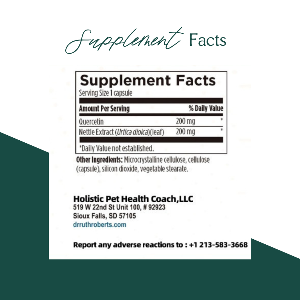 Hista Paws Herbal Allergy Support for Dogs & Cats | Quercetin & Nettle Extract | Plant-Based Capsules