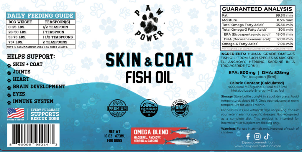 Human-Grade Omega-3 Fish Oil for Dogs & Cats | 16oz Pump | EPA & DHA | Made in USA | Skin & Coat