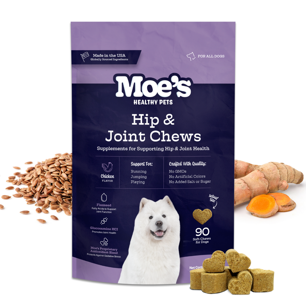 Moe's Hip & Joint Soft Chews for Dogs | 600mg Glucosamine + MSM & Chondroitin | Chicken | 90 Chews